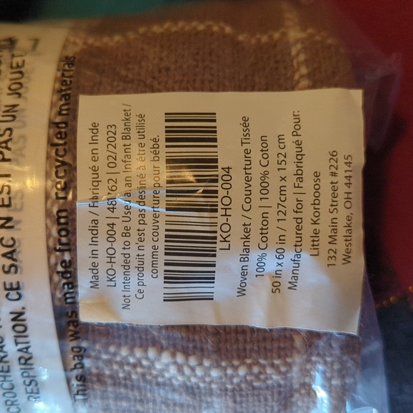 Little Korboose Woven Throw Blanket Taupe Rust cotton 60 x 50 NEW NIP Fall 🍁 - Picture 6 of 6